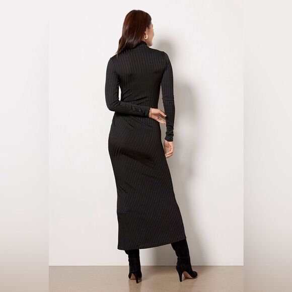 Good American Shine Rib Funnel Tuck Midi Dress - Picture 10 of 15